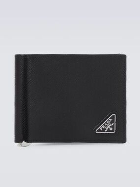Authentic Prada Men’s Black Saffiano Leather Money Clip Wallet